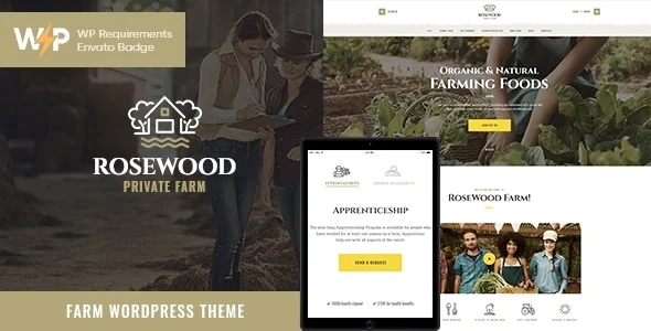Rosewood | Organic Farming Agriculture Farm WordPress Theme WordPress theme homepage layout for a agriculture food business website