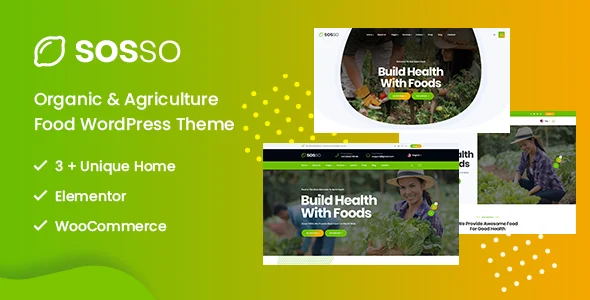 Sosso - Agriculture WordPress Theme WordPress theme homepage layout for a agricultural food business website