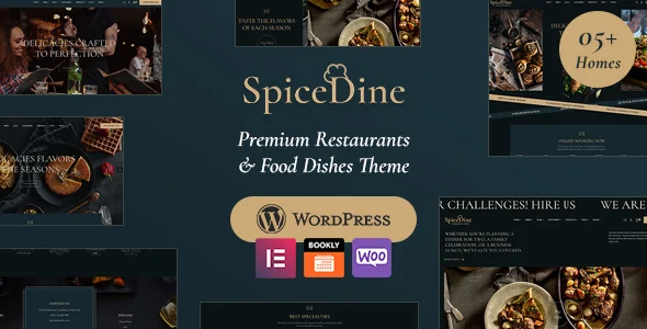 SpiceDine - WordPress Theme For Hotels & Restaurants WordPress theme homepage layout for a appointment food business website
