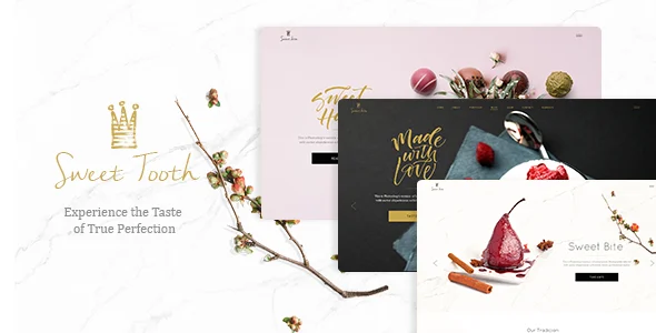 Sweet Tooth - Delicious Cake Shop WordPress Theme WordPress theme homepage layout for a baker food business website