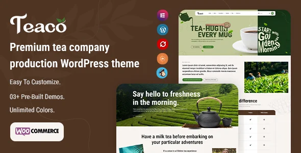 Teaco -  Tea Company & Organic Store WordPress Theme WordPress theme homepage layout for a business & corporate food business website