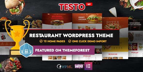 Testo - Restaurant Caffe WordPress Theme WordPress theme homepage layout for a booking food business website
