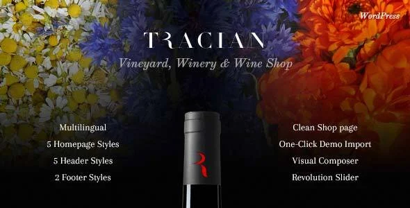 Tracian - Wine WordPress Theme WordPress theme homepage layout for a agriculture food business website