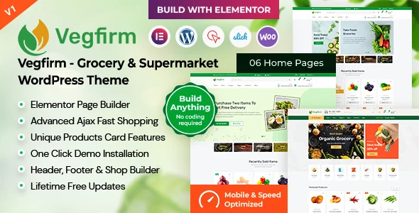 Vegfirm - Grocery & Supermarket WordPress Theme WordPress theme homepage layout for a agriculture food business website