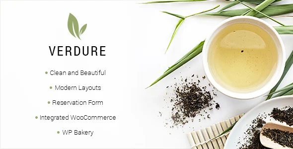 Verdure - Organic Tea Shop WordPress Theme WordPress theme homepage layout for a beverage food business website