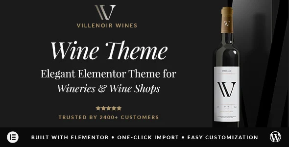 Villenoir - Vineyard & Wine WordPress Theme WordPress theme homepage layout for a bar food business website