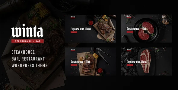 Winta - Steakhouse Restaurant WordPress Theme WordPress theme homepage layout for a appointment food business website