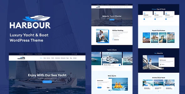 Harbour - Luxury Yacht & Boat WordPress Theme WordPress theme homepage layout for a boat retail website