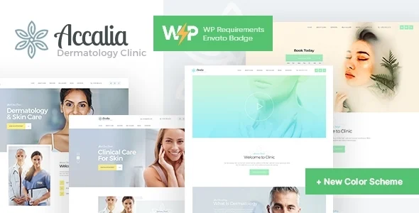 Accalia | Dermatology Clinic & Cosmetology WordPress Theme + Elementor WordPress theme homepage layout for a beauty health and beauty website