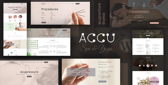 Accu - Healthcare, Massage WordPress Theme WordPress theme homepage layout for a ayurvedic medicine health and beauty website