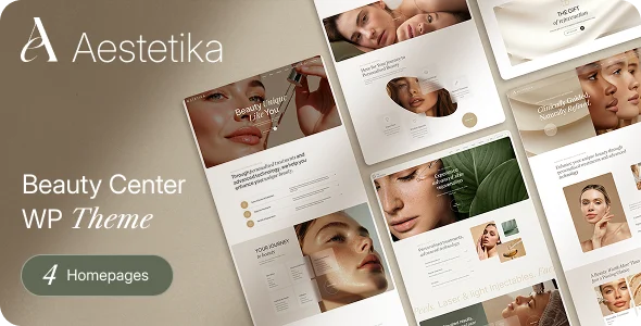AESTETIKA – Beauty Center WordPress Theme WordPress theme homepage layout for a aesthetic treatment health and beauty website