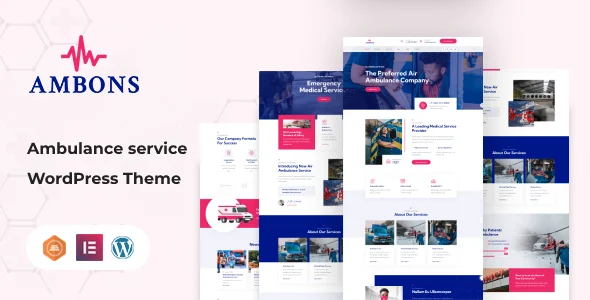 Ambons - Ambulance Service WordPress Theme WordPress theme homepage layout for a airline health and beauty website