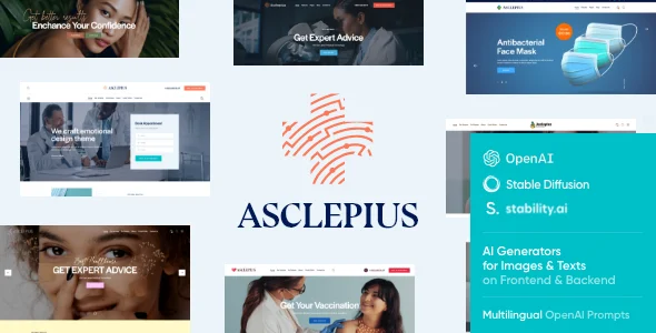 Asclepius - Doctor & Medical Theme WordPress theme homepage layout for a beauty health and beauty website