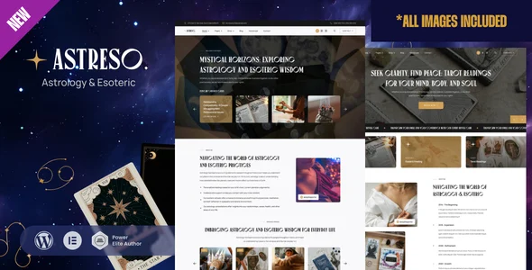 Astreso - Astrology & Esoteric WordPress theme WordPress theme homepage layout for a astrology health and beauty website