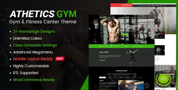 Athetics - Gym Fitness WordPress Theme (Mobile Layout Ready) WordPress theme homepage layout for a aerobic center health and beauty website
