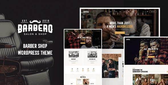 Barbero - Hair Salon WordPress Theme WordPress theme homepage layout for a barber health and beauty website