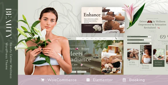 Beauty Wellness - Spa Massage WordPress WordPress theme homepage layout for a beauty health and beauty website