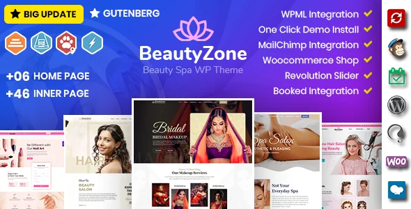 BeautyZone: Beauty Spa Salon WordPress Theme WordPress theme homepage layout for a barber health and beauty website