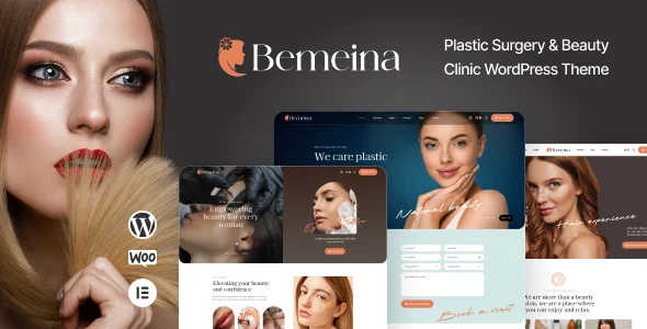 Bemeina - Plastic Surgery & Beauty Clinic WordPress Theme WordPress theme homepage layout for a aesthetic clinic health and beauty website