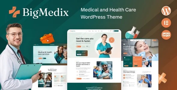 Bigmedix - Medical and Health Care WordPress Theme WordPress theme homepage layout for a caregivers health and beauty website