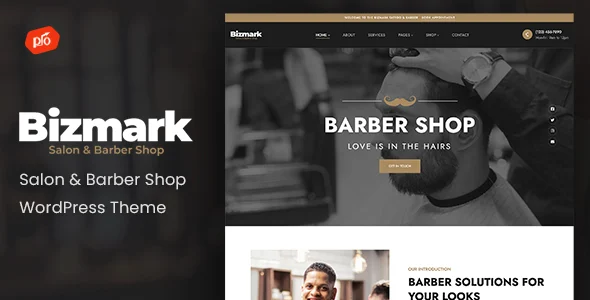 Bizmark - Salon & Barber Shop WordPress Theme WordPress theme homepage layout for a artist health and beauty website
