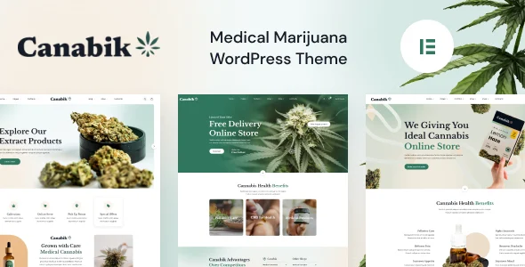 Canabik - Medical Marijuana WordPress Theme WordPress theme homepage layout for a business health and beauty website