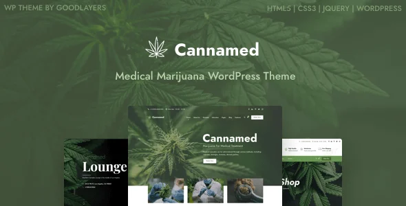 Cannamed - Cannabis & Marijuana WordPress WordPress theme homepage layout for a cannabis health and beauty website