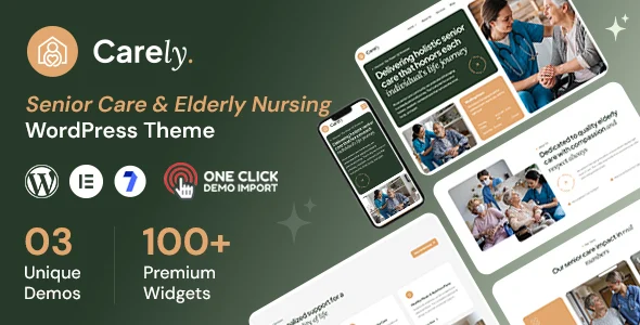 Carely - Senior Care WordPress Theme WordPress theme homepage layout for a assisted living health and beauty website