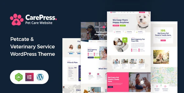 CarePress - Pet Care WordPress Theme WordPress theme homepage layout for a cat boarding health and beauty website