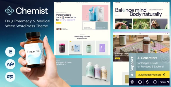 Chemist - Pharmacy & Drug Store WordPress Theme + Online Shop WordPress theme homepage layout for a clinic health and beauty website
