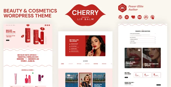 Cherry - Cosmetic Shop WordPress Theme WordPress theme homepage layout for a beauty health and beauty website