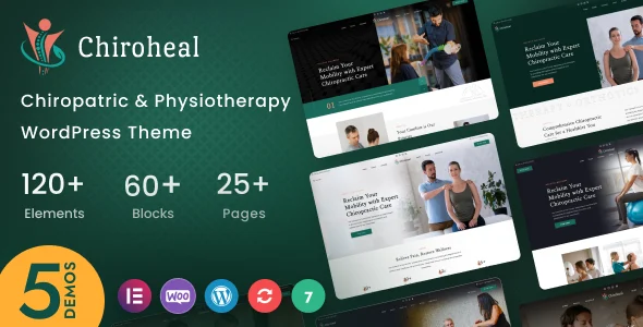 ChiroHeal - Chiropractor & Physiotherapy Wellness WordPress Theme WordPress theme homepage layout for a chiropractic health and beauty website