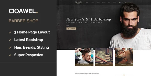 Cigawel - Barbershop WordPress Theme WordPress theme homepage layout for a barber health and beauty website