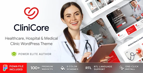 CliniCore - Healthcare, Clinic & Medical WordPress Theme WordPress theme homepage layout for a ambulance health and beauty website