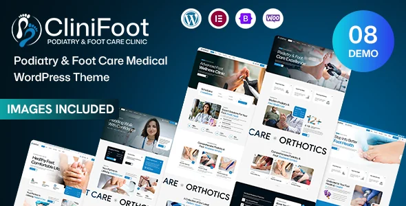 CliniFoot – Podiatry & Foot Care Medical WordPress Theme WordPress theme homepage layout for a ankle health and beauty website