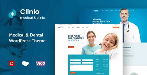 Clinio - Medical & Dental WordPress Theme WordPress theme homepage layout for a clinic health and beauty website