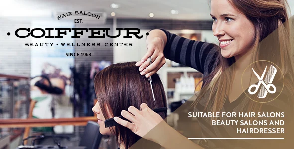 Coiffeur - Hair Salon WordPress Theme WordPress theme homepage layout for a barber health and beauty website