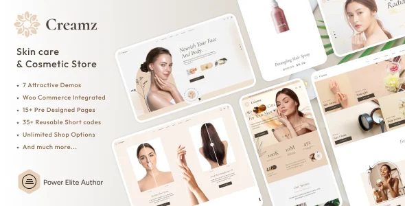 Creamz - Beauty Salon & Spa WooCommerce WordPress theme homepage layout for a beauty health and beauty website