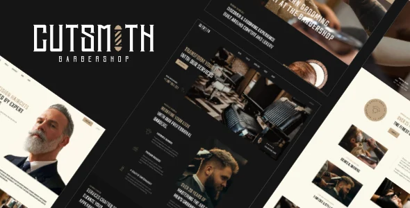 Cutsmith – Barbershop & Hair Salon WordPress Theme WordPress theme homepage layout for a barber health and beauty website