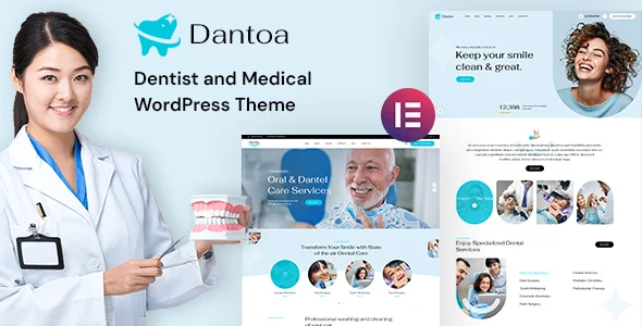 Dantoa - Dental & Medical WordPress Theme WordPress theme homepage layout for a clinic health and beauty website