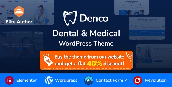 Denco - Dental & Medical WordPress Theme WordPress theme homepage layout for a clinic health and beauty website