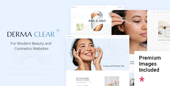 Derma Clear - Beauty Cosmetics & Skincare WordPress Theme WordPress theme homepage layout for a appointment booking health and beauty website