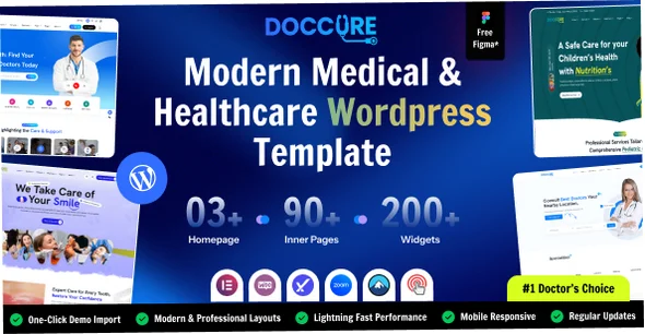 Doccure - Medical, Telemedicine & Doctor Booking WordPress Theme WordPress theme homepage layout for a clinic booking health and beauty website