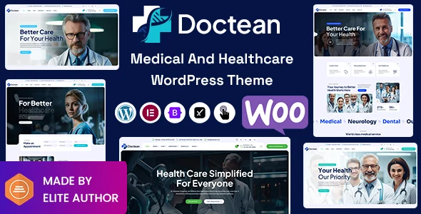 Doctean - Medical And Healthcare WordPress Theme WordPress theme homepage layout for a appointment booking health and beauty website