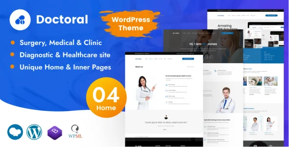 Doctoral - Appointment Management Theme for Doctor, Hospital and Clinic in Health and Medical care WordPress theme homepage layout for a appointment health and beauty website