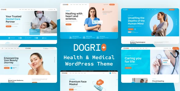 Dogri - Health & Medical Service WordPress Theme WordPress theme homepage layout for a clinic health and beauty website