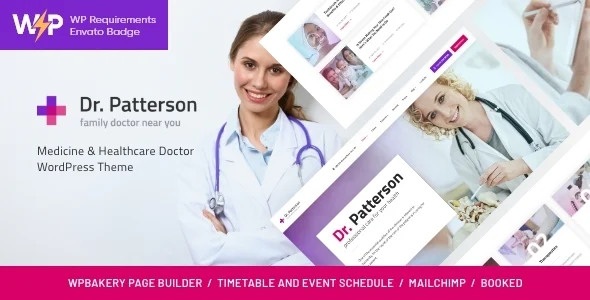 Dr.Patterson | Medical & Healthcare Doctor WordPress Theme WordPress theme homepage layout for a appointment health and beauty website