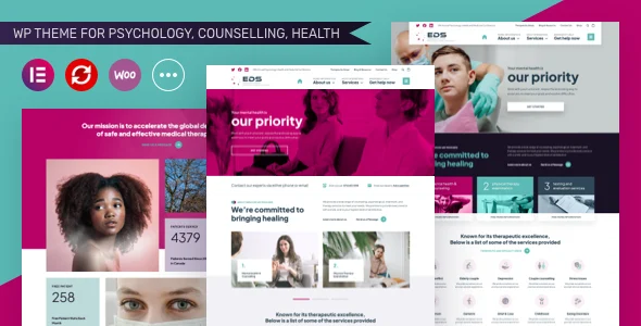 EDS – WordPress Theme for Psychology, Counselling & Health WordPress theme homepage layout for a clinic health and beauty website