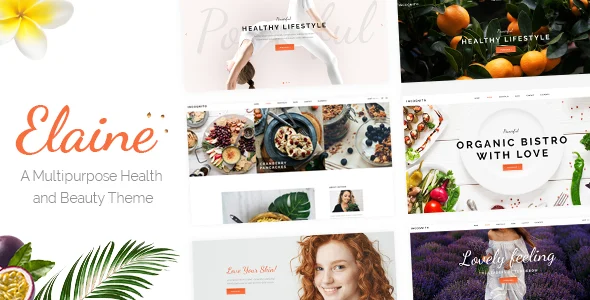 Elaine - Modern Beauty WordPress Theme WordPress theme homepage layout for a beauty health and beauty website