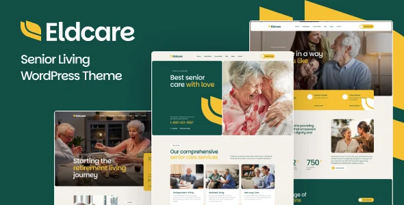 Eldcare - Senior Living WordPress Theme WordPress theme homepage layout for a aged care health and beauty website